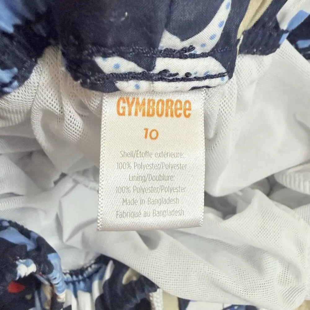Gymboree Boys Size 10 Nautical Print Blue Swim Shorts Elastic Waist Drawstring